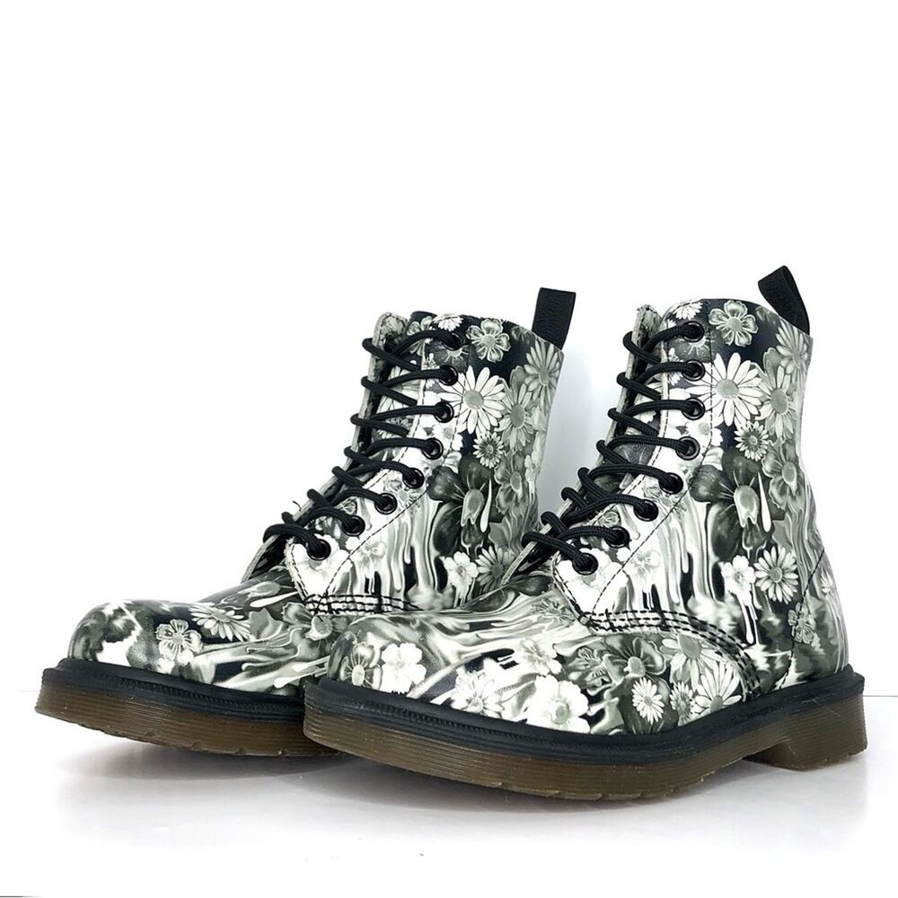 Dr Martens Floral Slime Paint Slick 1460 Pascal Lace Up Boots Women’s 6 Shoes